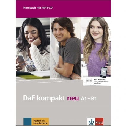 جلد کتاب آلمانی DaF kompakt neu A1–B1؛ منبع آموزش زبان آلمانی از سطح A1 تا B1 با تمرکز بر واژگان، گرامر، مکالمه، مهارت‌های چهارگانه و آمادگی آزمون‌های زبان آلمانی.