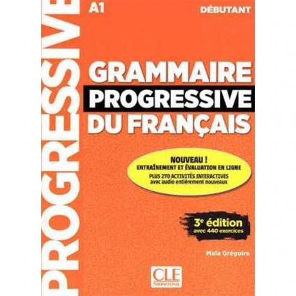 جلد کتاب Grammaire Progressive du Français A1 Débutant 3rd Edition آموزش گرامر زبان فرانسه سطح A1