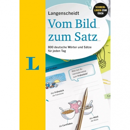 تصویر جلد کتاب Langenscheidt Vom Bild zum Satz، کتاب آموزش جمله سازی و یادگیری زبان آلمانی