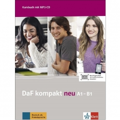 جلد کتاب آلمانی DaF kompakt neu A1–B1؛ منبع آموزش زبان آلمانی از سطح A1 تا B1 با تمرکز بر واژگان، گرامر، مکالمه، مهارت‌های چهارگانه و آمادگی آزمون‌های زبان آلمانی.