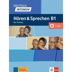 جلد کتاب Deutsch Intensiv Hören & Sprechen B1 انتشارات Klett برای تقویت مهارت شنیداری و مکالمه زبان آلمانی