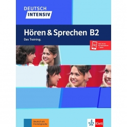جلد کتاب Deutsch Intensiv Hören & Sprechen B2 انتشارات Klett برای تقویت مهارت شنیداری و مکالمه زبان آلمانی