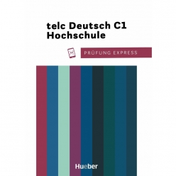 جلد کتاب Prüfung Express telc Deutsch C1 Hochschule از انتشارات Hueber برای آمادگی آزمون زبان آلمانی سطح C1 دانشگاه